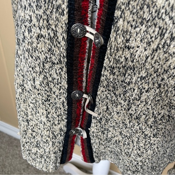Erika Vintage Fair Isle Knit Cardigan Sweater Vest Gray Red Size Large - Picture 4 of 5
